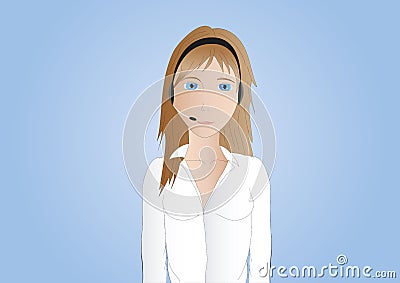 Brown-haired callcenter agent Vector Illustration