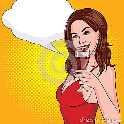 Brown-haired with a glass in his hand gives a speech Vector Illustration