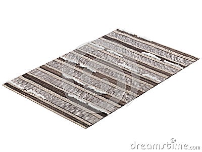 Brown handmade wool cotton causal solid chevron stripes area rug. 3d render Stock Photo