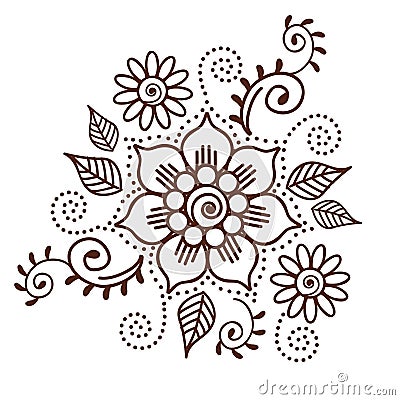 Brown Henna Flower Pattern Spiritual Illustration 1 Vector Illustration