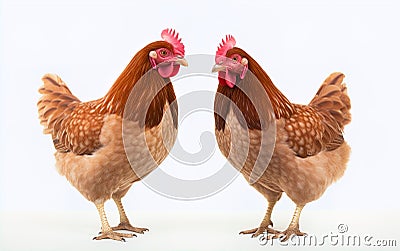 Brown hens, also known as chickens or poultry. Stock Photo