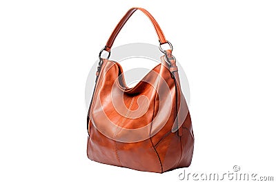 Brown Hobo Bag On White Background Stock Photo