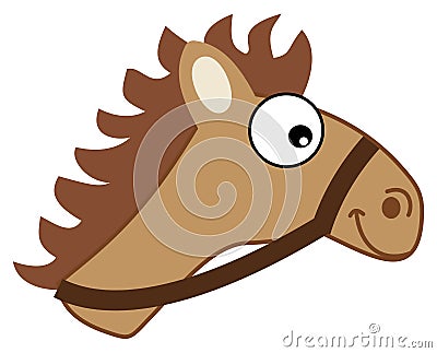 Brown horse head hitching Vector Illustration