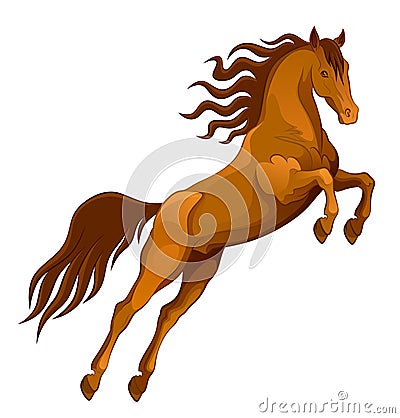 Brown horse jumping Vector Illustration