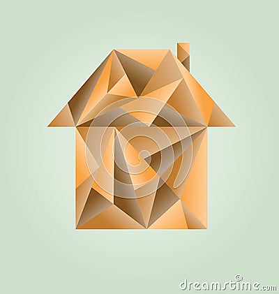 Brown house, polygonal styled. Vector Illustration