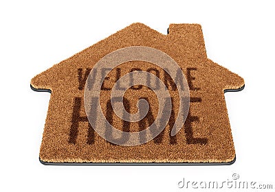 Brown house shape welcome mat Stock Photo