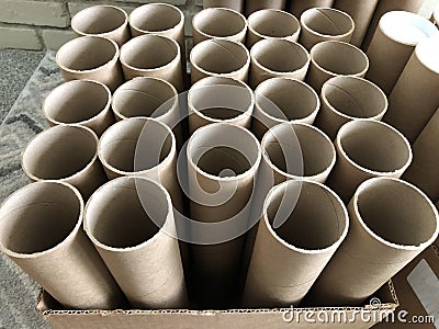 Brown 3inch mailer tubes in a carton Stock Photo