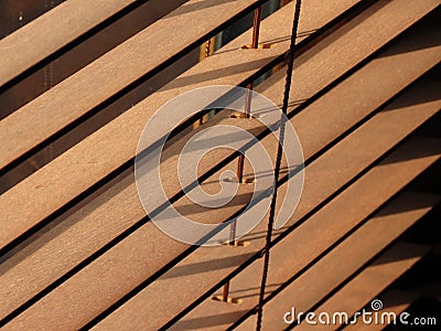 Brown interior wooden blinds Stock Photo