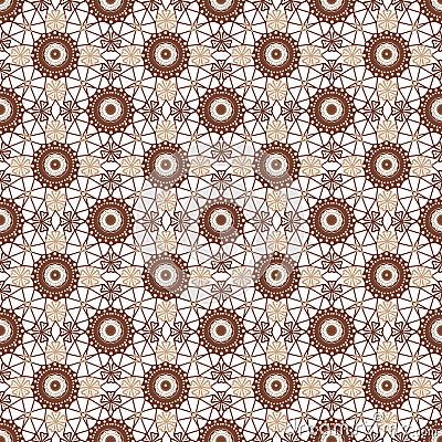 Brown lace floral seamless pattern on white Stock Photo