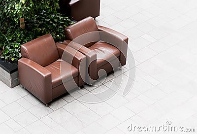 Brown Leather Chairs Stock Photo