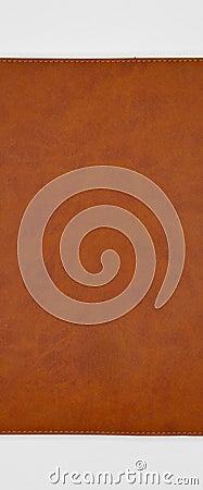 Brown leather coated spiral agenda Stock Photo