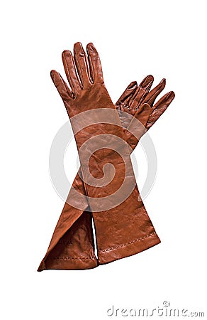 Brown leather gloves Stock Photo