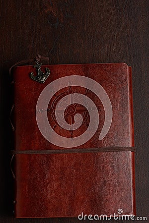Brown leather journal Stock Photo