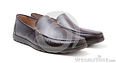 Brown leather loafers isolated Stock Photo