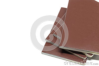 Brown Leather notebooks closeup detail isolated Stock Photo