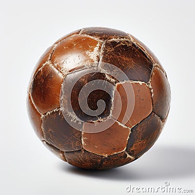 Vintage Wooden Soccer Ball: Postmodernist Deconstruction In Found Object Installation Stock Photo