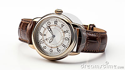 Timeless Nostalgia: Gold Leather Watch With Authentic Details Stock Photo