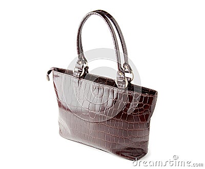 Brown leather women handbag Stock Photo