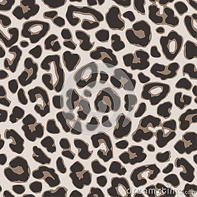 Brown leopard or jaguar seamless pattern. Modern animal fabric design. Vector illustration background. Vector Illustration