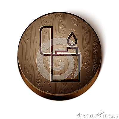 Brown line Lighter icon isolated on white background. Wooden circle button. Vector Vector Illustration