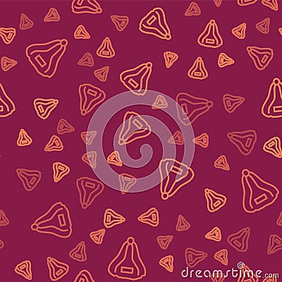Brown line Sauna hat icon isolated seamless pattern on red background. Vector Stock Photo