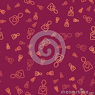 Brown line Volunteer icon isolated seamless pattern on red background. Vector Vector Illustration