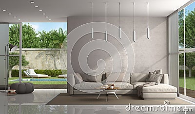 Brown living room of a modern villa Stock Photo