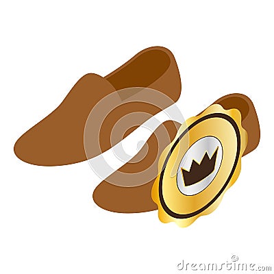 Brown loafers icon isometric vector. Men brown suede moccasin Vector Illustration