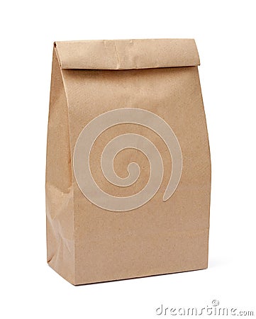 Brown Lunch Bag with clipping path Stock Photo