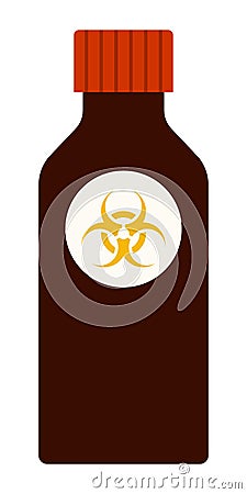 Brown medical bubble labeled biohazard Medicaments Poison vector icon flat Vector Illustration