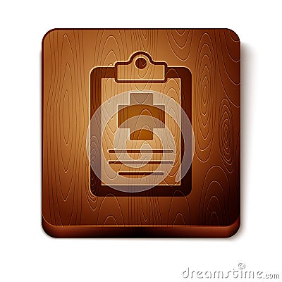 Brown Medical clipboard with clinical record icon isolated on white background. Prescription, medical check marks report Stock Photo