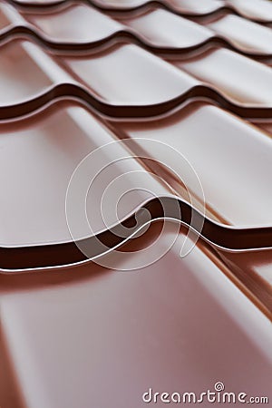 Brown metal roof tiles Stock Photo