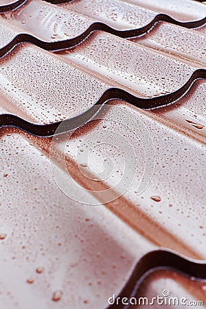 Brown metal roof tiles Stock Photo
