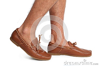 Brown moccasins shoes Stock Photo
