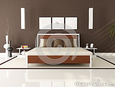 Brown modern bedroom Stock Photo