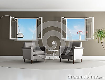 Brown modern living room Stock Photo