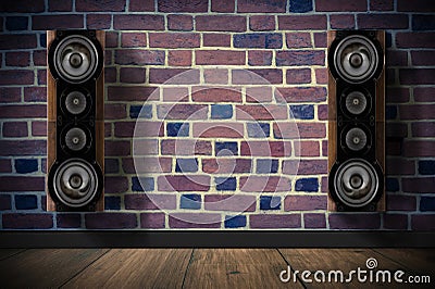 Brown music speakers Stock Photo