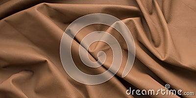 Brown natural leather background, rumpled, light fabric Stock Photo