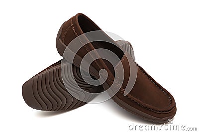 Brown new moccasins Stock Photo