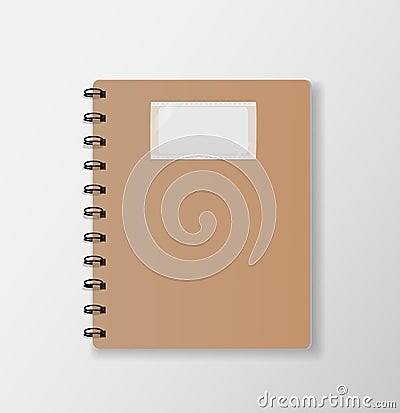 Brown notebook top view on white desk background paper cover ve Vector Illustration