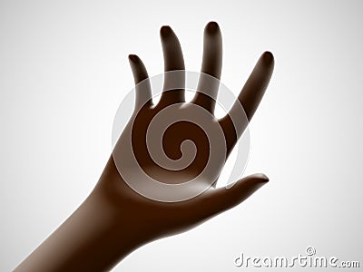 Brown open palm offering something. Concept of charity, care and online support. Vector Illustration