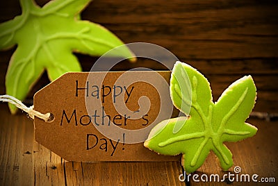 Brown Organic Label With English Text Happy Mothers Day Stock Photo