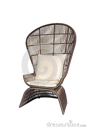 Brown outdoor peacock armchair isolated on white background Stock Photo