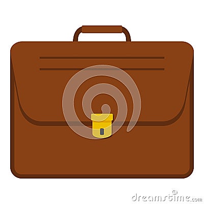 Brown Overnight Bag Flat Icon on White Vector Illustration