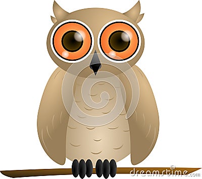 Brown owl with orange eyes Stock Photo