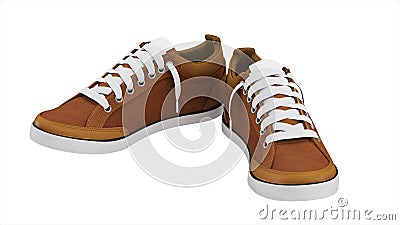 Brown pair of sport sneakers Stock Photo