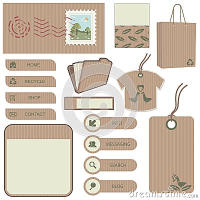 Brown paper object set Stock Photo