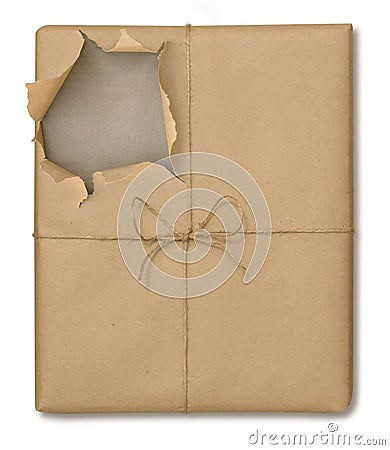 Brown Paper Package Opened Stock Photo