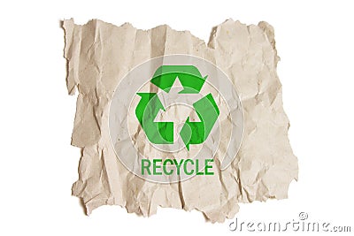 Brown Paper with Recycle Symbol Stock Photo