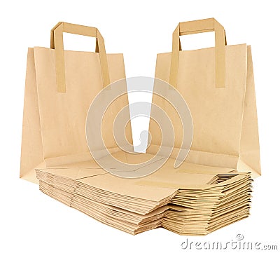 Brown Paper Take Away Food Carrier Bags Stock Photo